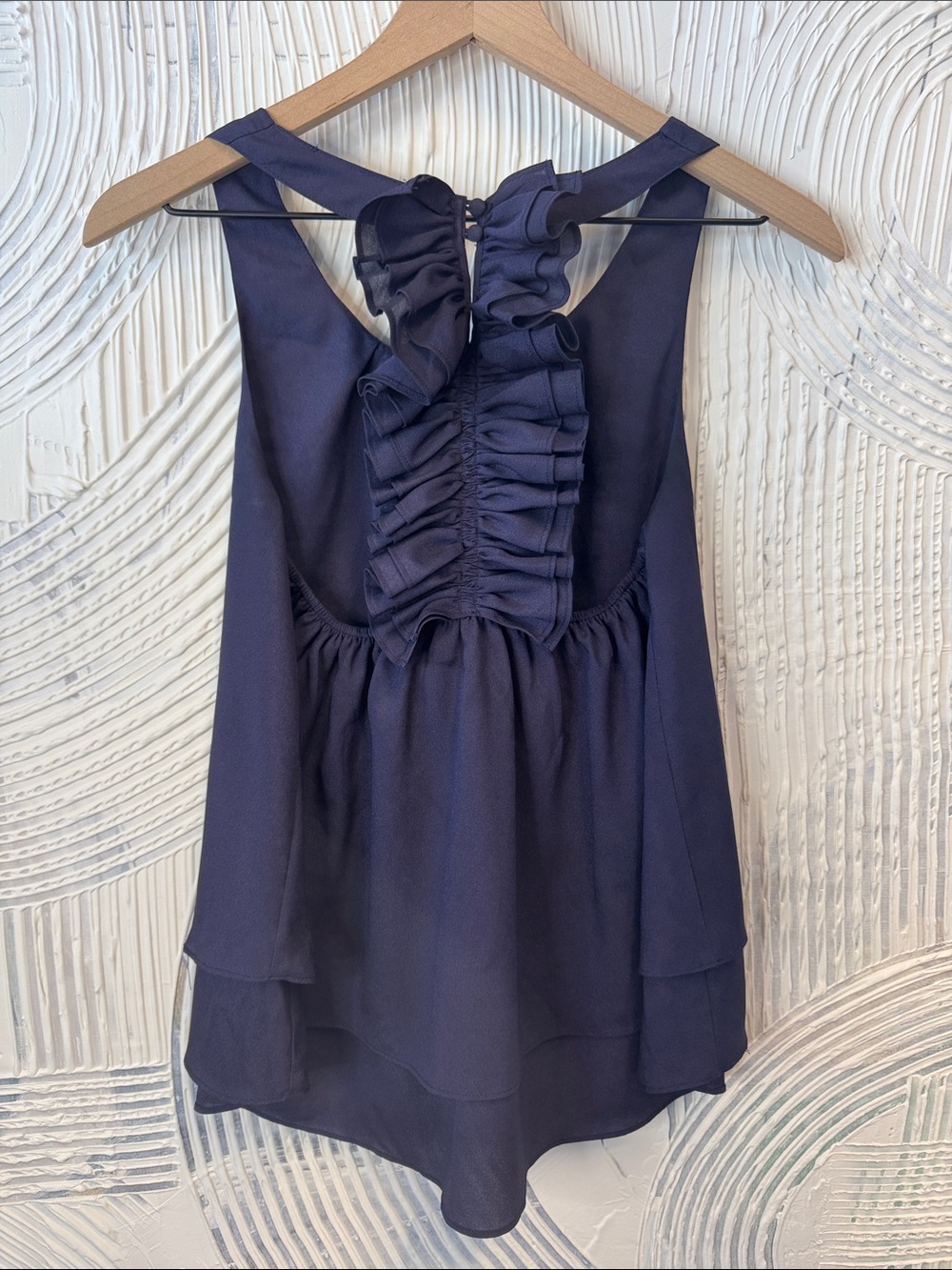 Naked Zebra Navy Ruffle-Back Camisole